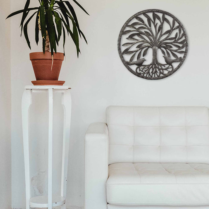 Tree of Life with Two Birds Metal Wall Art - Croix des Bouquets - TheHomeToGo