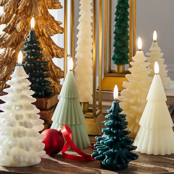 Uyuni White Christmas Tree Candle, RAZ IMPORTS - RSVP Style