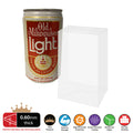 0.60mm thick beer can protector for standard 12 oz beer can. uv resistant eco pop shield for your vaulted vinyl figures by Display Geek and Kollector Protector