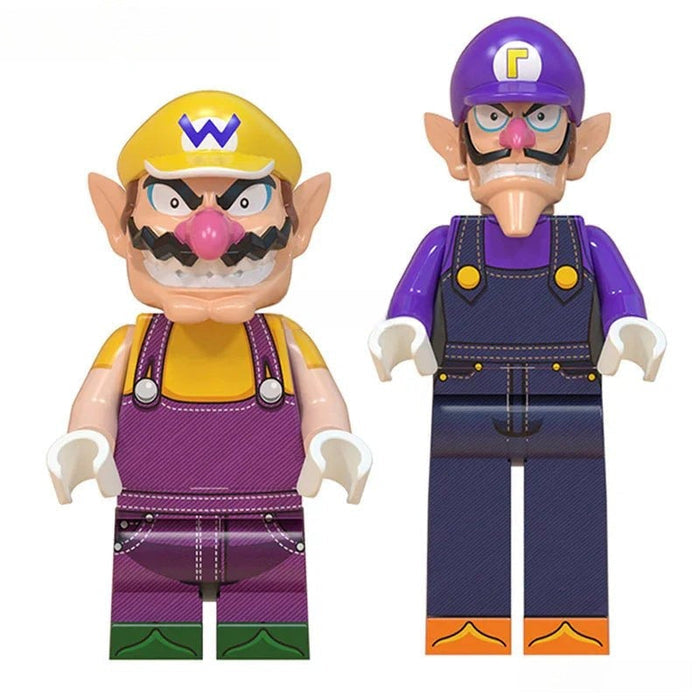 Wario & Waluigi (The Super Mario Bros.) - Custom Building Blocks Mini Figures Compatible with Brick Building System
