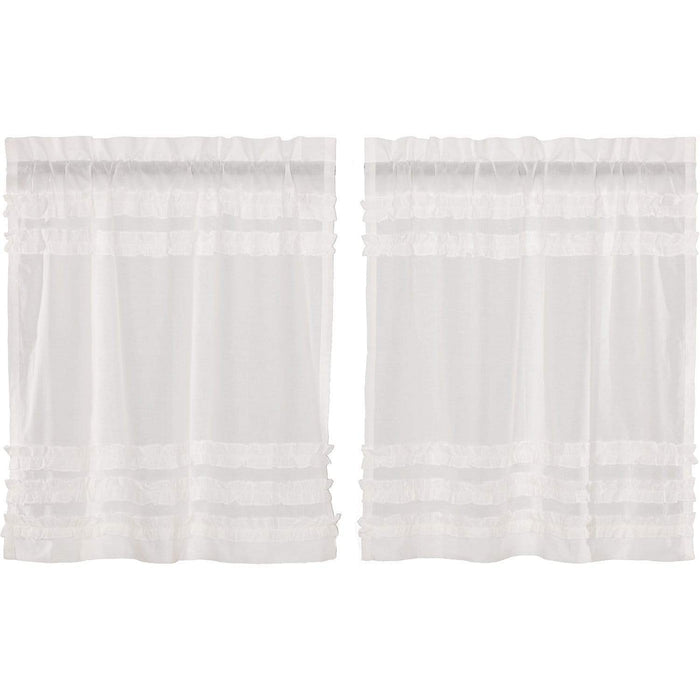 White Ruffled Sheer Petticoat Tier Set of 2 L36xW36 - The Village Country Store