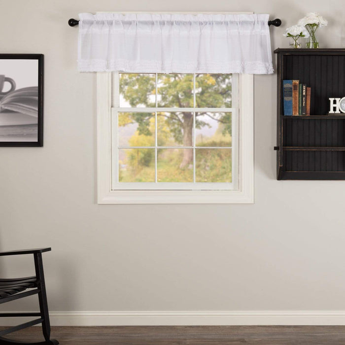 White Ruffled Sheer Valance 16x72 - The Village Country Store