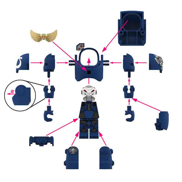 White Scars Terminator Big Figure (Warhammer 40,000) - Custom Building Blocks Mini Figures Compatible with Brick Building System